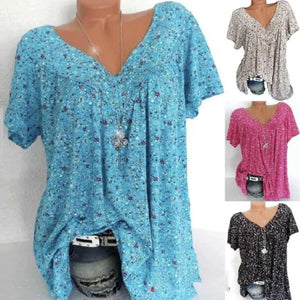 Locker sitzendes Kurzarm-T-Shirt mit V-Ausschnitt