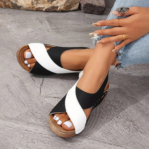 Super bequeme orthopädische Sandalen mit schrägem Absatz für Damen