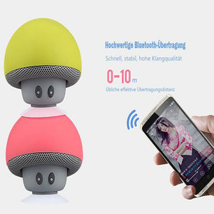 Mini Pilz Portable Bluetooth Lautsprecher und Handy Halter mit Saugnapf