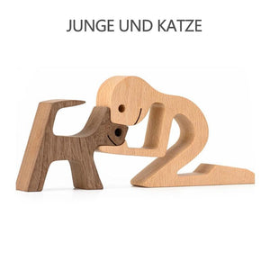 Pet Lover Tischdekoration aus Holzskulpturen