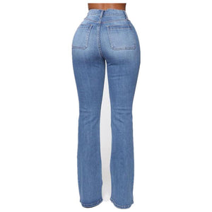 Slim Jeans mit hoher Taille und Knopfleiste