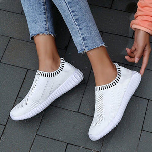 Bequeme Slip-on-Schuhe mit Farbblockmuster für Damen stricken Turnschuhe