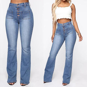 Slim Jeans mit hoher Taille und Knopfleiste