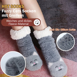 Damen Fuzzy Cat Socken mit Greifern