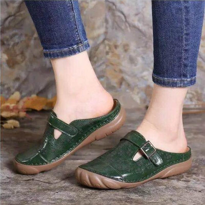 Flache Vintage-Schuhe mit runder Zehe