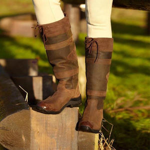 Lange Stiefel im britischen Stil mit Schnürsenkel für Damen
