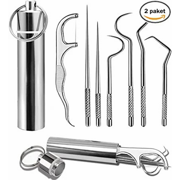 Zahnstocher-Set aus Edelstahl, 7-teilig (1 kaufen, 1 gratis)