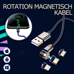 3-in-1-Universal-Magnet-kompatibles, um 360 ° drehbares, kostenloses Ladekabel