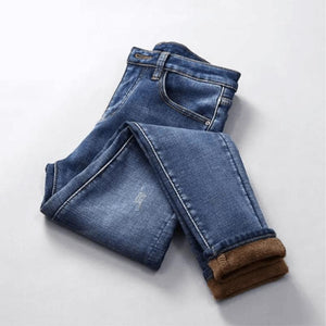 Jeans mit Stretch-Fleece-Futter mit hohem Bund