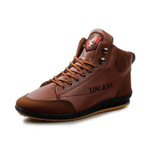 Winter Herren lässig flache Retro Lederstiefel