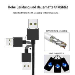 Zirkulares magnetisches Ladekabel für Micro,lightning und typ-c 3-in-1