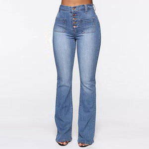 Slim Jeans mit hoher Taille und Knopfleiste