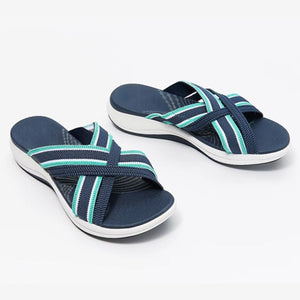 Stretch Cross Orthotic Slide Sandalen