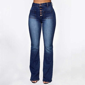 Slim Jeans mit hoher Taille und Knopfleiste