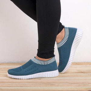 Bequeme Slip-on-Schuhe mit Farbblockmuster für Damen stricken Turnschuhe