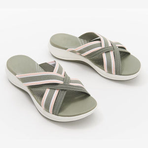 Stretch Cross Orthotic Slide Sandalen