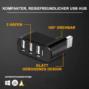 Drehbarer Mini-USB-Hub mit 3 Ports