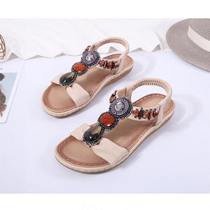 Perlen Damen Sandalen Komfortable Beach Flats