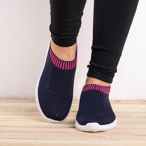 Bequeme Slip-on-Schuhe mit Farbblockmuster für Damen stricken Turnschuhe