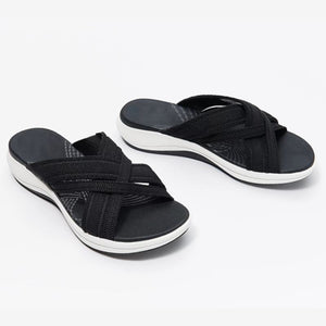 Stretch Cross Orthotic Slide Sandalen