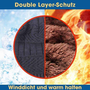 Warm Strickmütze und Schal mit Fleecefutter