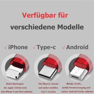 Multi USB Kabel,Einziehbares Ladekabel 3 in 1 Micro Type C Kompatibel für iPhone Android Smartphone