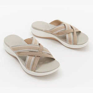 Stretch Cross Orthotic Slide Sandalen