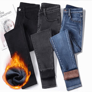Jeans mit Stretch-Fleece-Futter mit hohem Bund