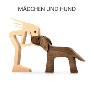 Pet Lover Tischdekoration aus Holzskulpturen