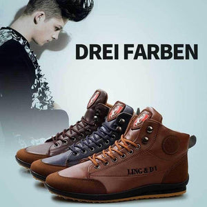 Winter Herren lässig flache Retro Lederstiefel