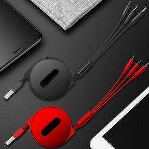 Multi USB Kabel,Einziehbares Ladekabel 3 in 1 Micro Type C Kompatibel für iPhone Android Smartphone