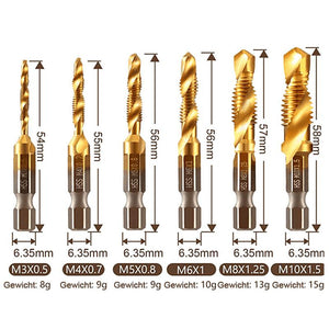 6-teiliges metrisches Gewindebohrer-Kit