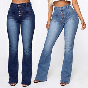 Slim Jeans mit hoher Taille und Knopfleiste