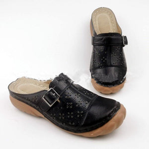 Flache Vintage-Schuhe mit runder Zehe