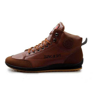 Winter Herren lässig flache Retro Lederstiefel